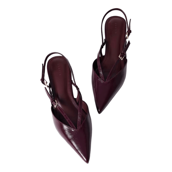 Burgundy slingback kitten heels