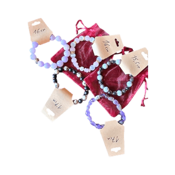 Colorful gemstone, wooden bracelets