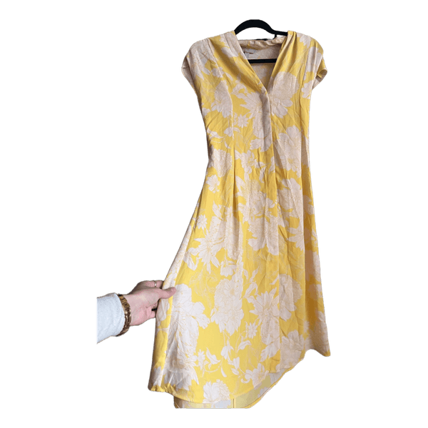 Yellow floral midi dress