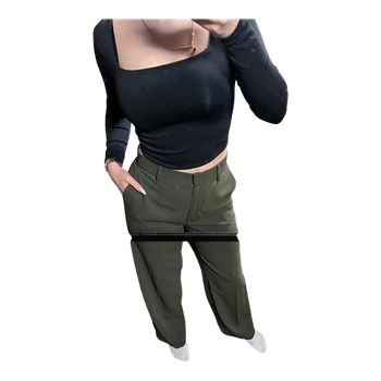 Khaki wide leg trousers
