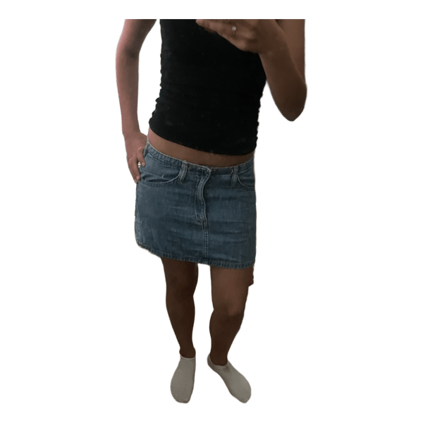 Blue denim mini skirt