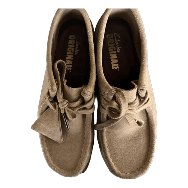 Beige suede wallabee shoes- Clark’s