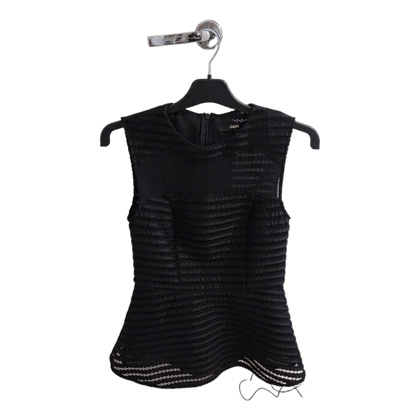 Black sleeveless peplum top