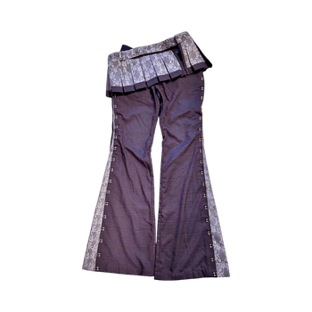 Aeie studios flared pants with lace and mini skirt