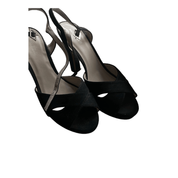 Black suede heeled sandals