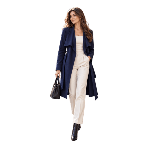 Navy blue belted coat
