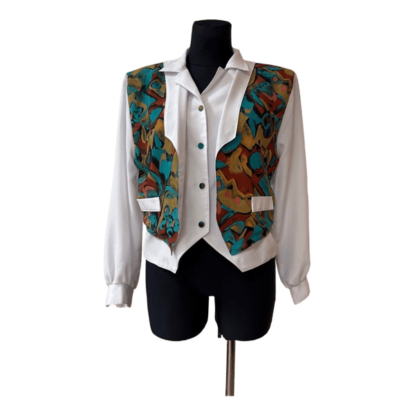Multicolor patterned vest blouse