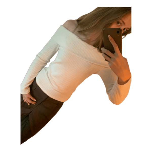 Hvid ribstrikket bluse