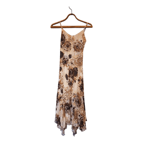 Y2k Brown floral midi dress