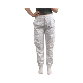 White cargo joggers