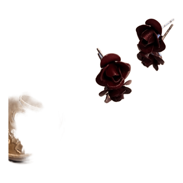Dunkelrote Rosen Ohrstecker