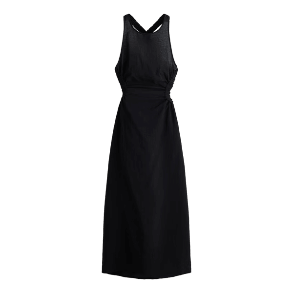 Black sleeveless midi dress