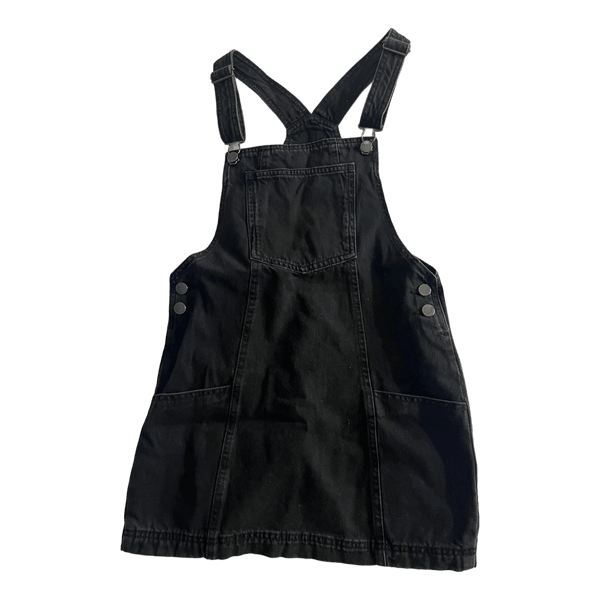 Black denim overall dress