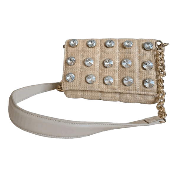 Beige skuldertaske med sten