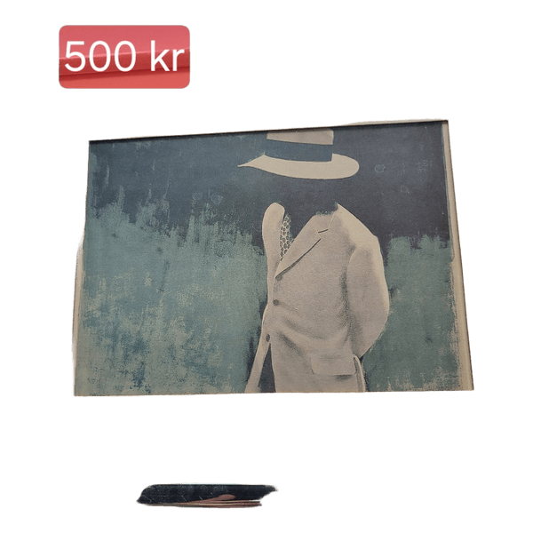 Tavla med motiv av man i hatt