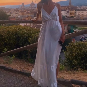 White backless maxi dress