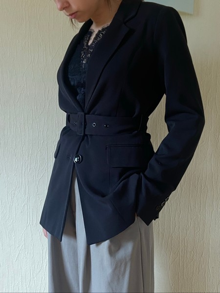 Black belted blazer
