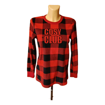 Red plaid long-sleeved top