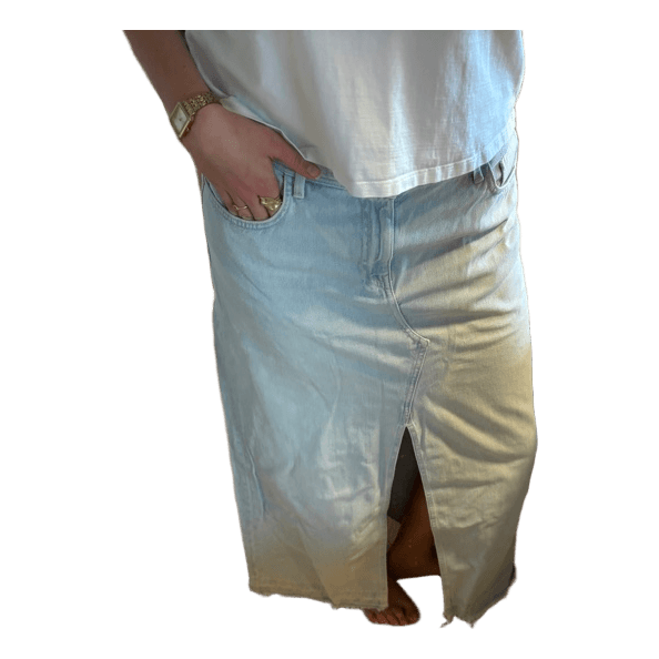 Lyseblå denim maxinederdel