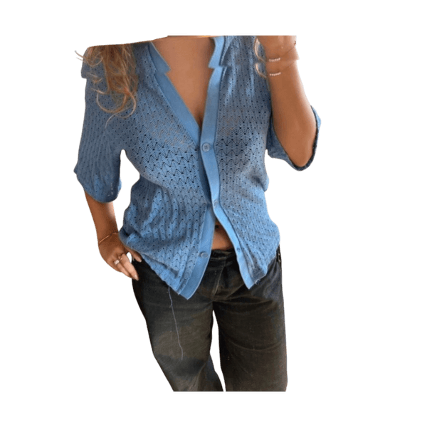 Oversized Crochet Collar Shirt