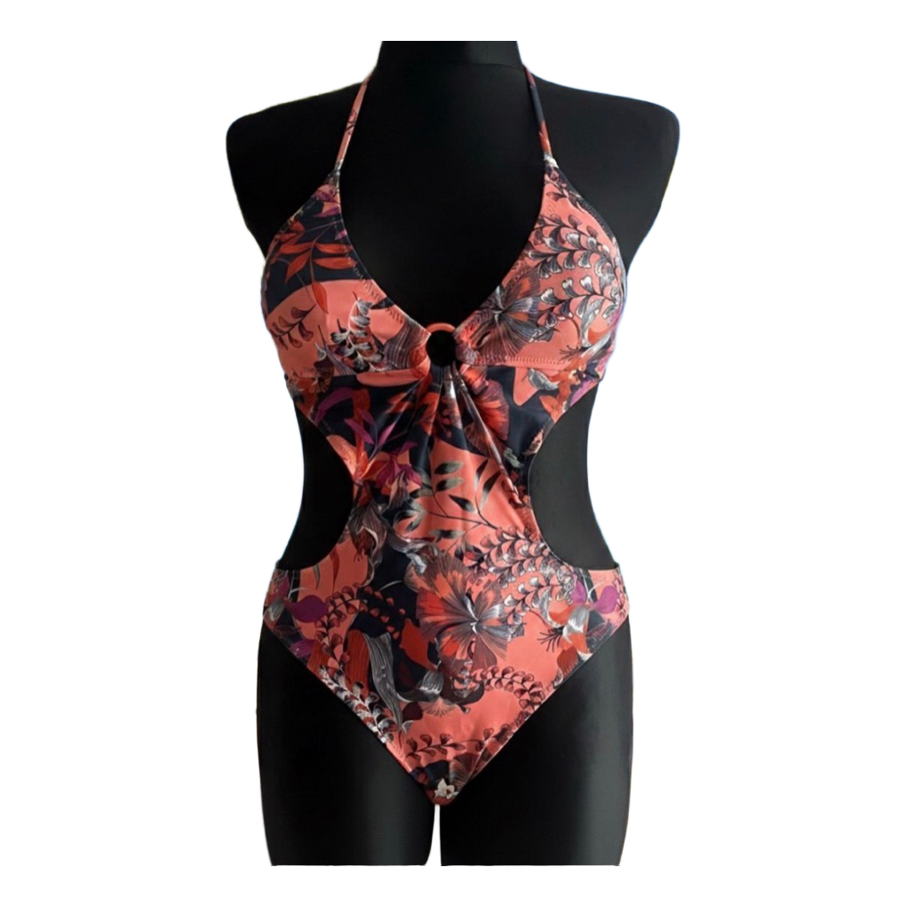 Floral cutout one-piece swimsuit