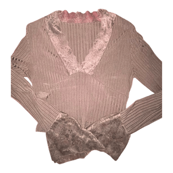Brown ribbed lace top