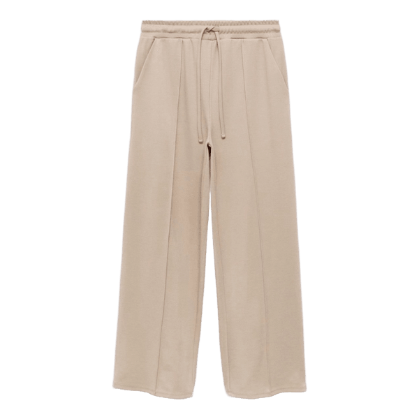 Beige wide leg trousers