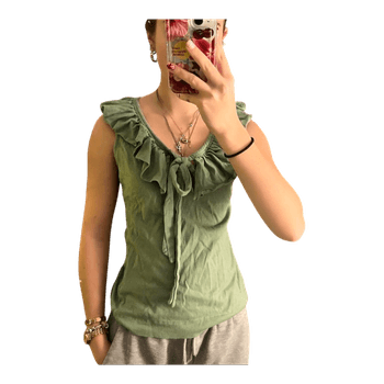 Green ruffled top