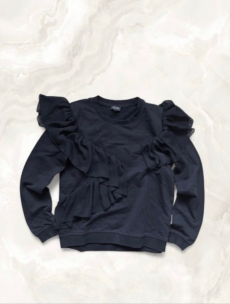 Black ruffle detail sweatshirt