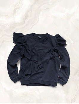 Black ruffle detail sweatshirt