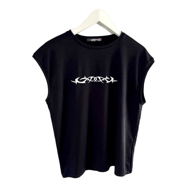 Black sleeveless top