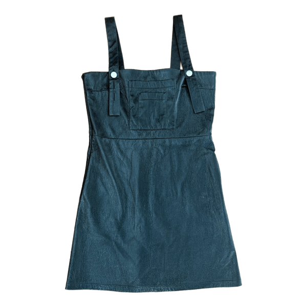 Black leather pinafore dress