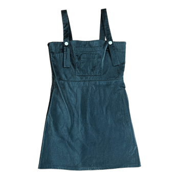 Black leather pinafore dress