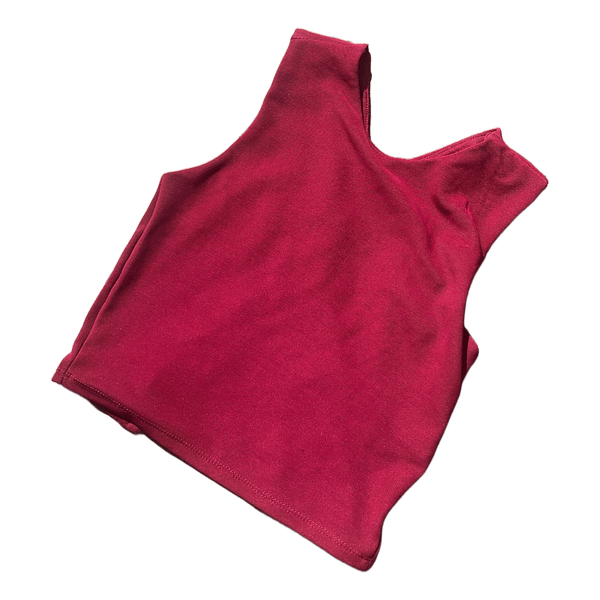 Red sleeveless top