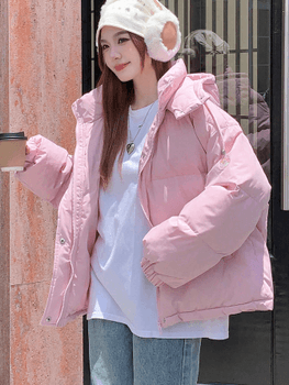 Loose hooded padded coat