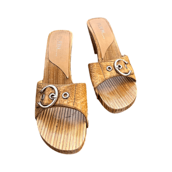 Yellow platform heeled sandals