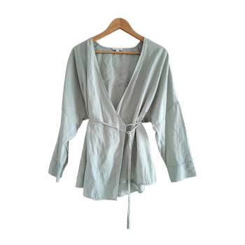 COS pistacchio linen wrap tunic