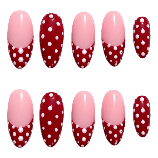 False nails with polka dots S size