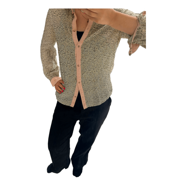 Beige textured button-up shirt