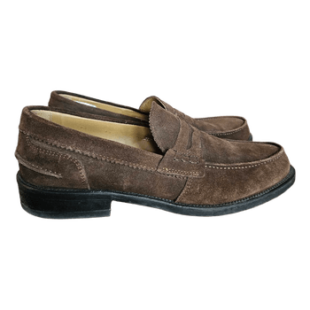 C. So Venezia Milano Brown Suede Penny Loafers EU 42 Made in Italy