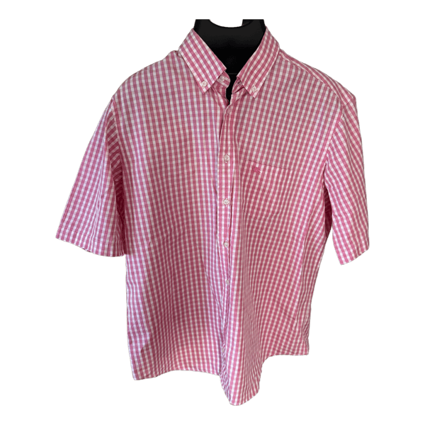 Burberry London Kortärmad Rutig Skjorta / Herr XL – Rosa/Vit Gingham – Bomull