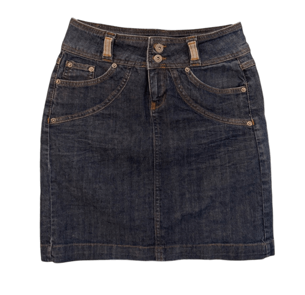 Vintage Xanaka mørkeblå denimnederdel