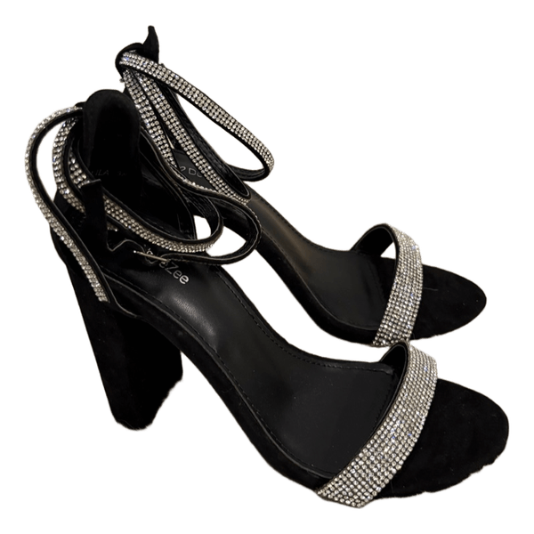 Black block heel sandals