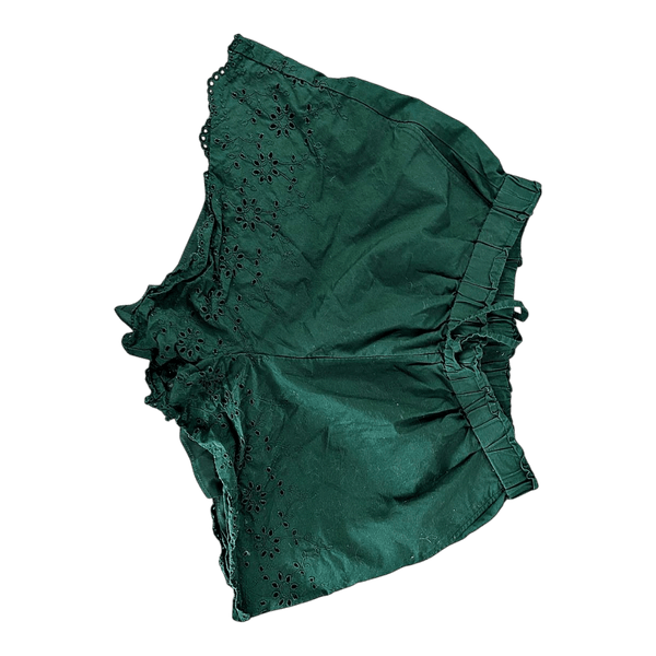 Green embroidered shorts