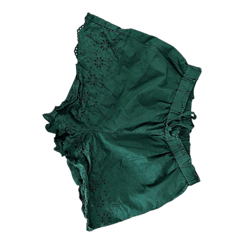 Green embroidered shorts