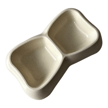 Beige plastic pet bowl