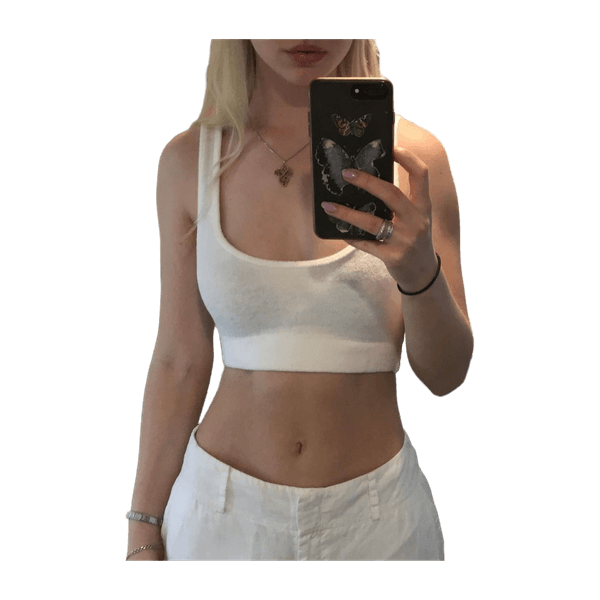 white cropped top