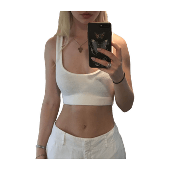 white cropped top