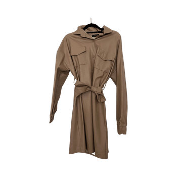 Beige faux leather trench coat 