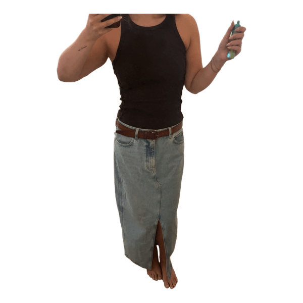 Lyseblå Mango denimnederdel